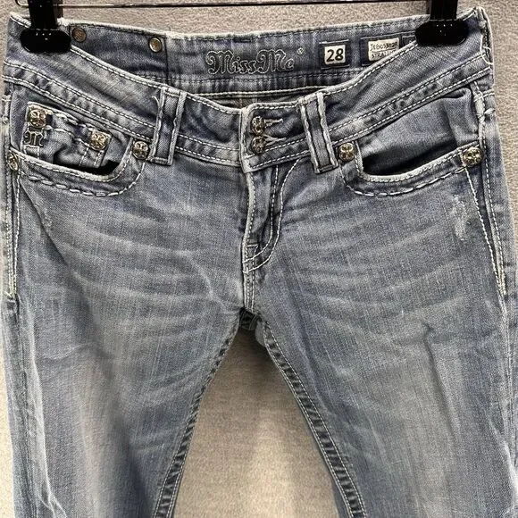 MISS ME - Women's Size 27 Rhinestone Wing JE6003T2R Straight Jeans A46 - Picture 4 of 16